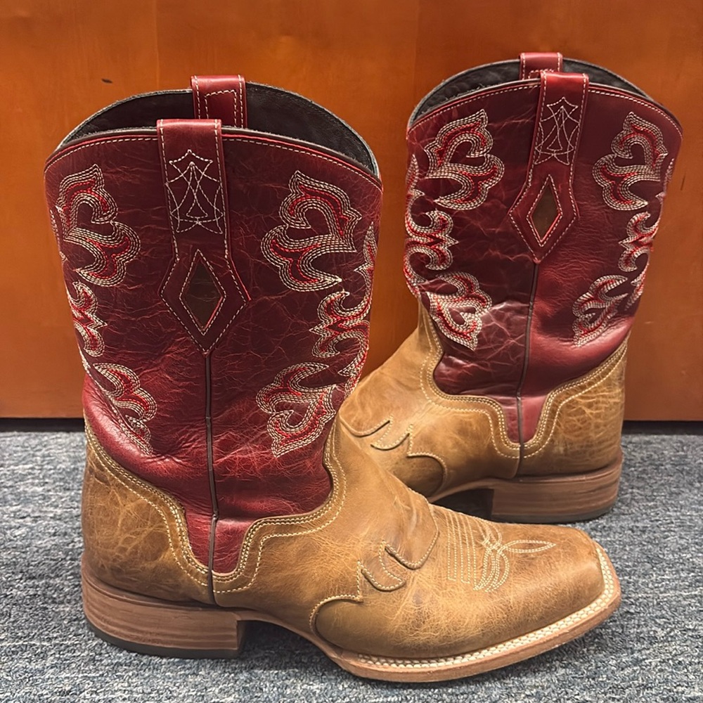 J.B. Dillon Cowboy Boots, 10 1/2 EE, Red, Brown